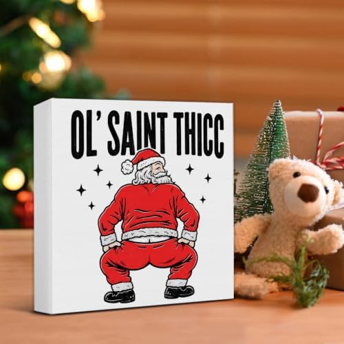 Funny Christmas Bathroom Decorations, Humor Santa Claus Wooden Sign Decor - Image 5
