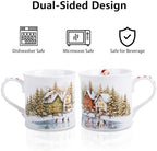 Christmas Snowy Village Coffee Mug, 12oz Ceramic Winter Mug with Vintage Town, Pine Trees, Ice Skating & Snowman, Festive Holiday Gift for Christmas, Designed in England by Harvest Green Studio - Image 5