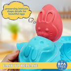 Egg Shape Silicone Molds 3.5 Inch, 2-Pack Chocolate Baking Holiday Easter Mould, Non-Stick BPA Free, Kid-Friendly Soap Mold Rabbit & Floral Designs, Blue & Pink - Image 2