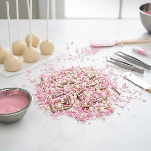 Manvscakes Sprinkles- Edible Cake and Cupcake Sprinkles with Assorted Shapes and Sizes for Parties, Metallic Sprinkle Mix for Cookies, Ice Cream, Cake and Cupcake Decorating, 4 oz (Pink Princess) - Image 6