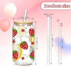 Coquette Cute Glass Cup, 2Pack 18oz Cherry Strawberry Iced Coffee Cup - Image 2