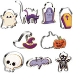 9 PCS Halloween Cookie Cutters Kit Halloween Party Favors - Shaped in Bat Ghost Cat Pumpkin Coffin | Stainless Steel Halloween Party Decorations Food Baking Supplies for Kitchen - Image 6