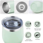 MEZMUT 12 Oz Insulated Wine Tumbler with Lid Wine Glass Cup(Light Green,1) - Image 4