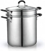 Cook N Home 4-Piece Stainless Steel Pasta Cooker Steamer Multipots, 12 Quart - Image 8