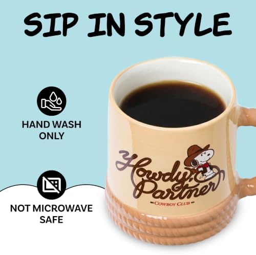 Silver Buffalo Peanuts Western Howdy Partner, 3D Sculpted Mug, 20oz - Image 3