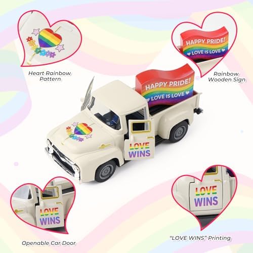 Pride Rainbow Truck Decor, LGBTQ Pride Month Decorations, Tiered Tray Decor, Love is Love Tabletop Centerpiece, Rustic Farmhouse Rainbow Home Kitchen Party Decor - Image 5