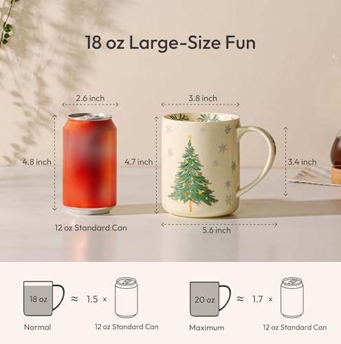 18 oz Large Ceramic Coffee Mug, Porcelain Tea Cup with Big Handle - Image 3