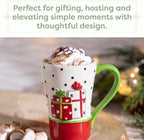 DEMDACO Wrapped Presents Stoneware Mug, Red and Green, 16 oz - Image 4