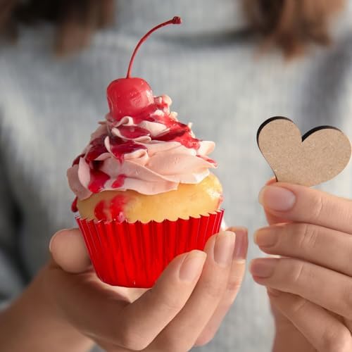 JarThenaAMCS 200Pcs Red Pink Foil Cupcake Liners Foil Metallic Baking Cups Cupcake Wrappers Muffin Liners for Valentine Christmas Birthday Wedding Party Supplies - Image 6