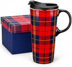 Topadorn 17oz Ceramic Travel Mug with Lid, Christmas Coffee Mug by Topadorn