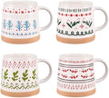 Maustic Christmas Mugs Set of 4, Christmas Coffee Mugs, Ceramic Holiday Mug for Hot Cocoa, Hot Chocolate, Coffee, Tea, Family Gifts, 14 Oz, Microwave & Dishwasher Safe by Maustic