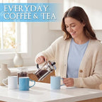 10oz Blue Ceramic Coffee Mugs Set of 6, Stackable Coffee Cups - Image 4