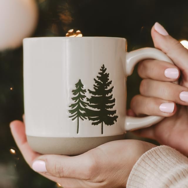 Sweet Water Decor Green Trees Coffee Mug, 14oz Stoneware Holiday Mug, Microwave & Dishwasher Safe, Large Winter Christmas Cup for Coffee, Tea & Hot Cocoa, Stocking Stuffers for Women, Cozy Gift Ideas - Image 4