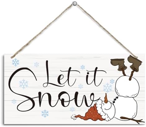 Let it Snow Sign, Christmas Hanging Wood Sign, Winter Decorative Wall Signs, Rustic Winter Wooden Door Signs, Farmhouse Outdoor Wood Christmas Decor, Xmas Wall Alt 6x12 Inches by Unknown