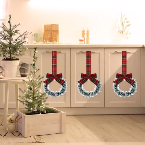 Retrowavy 12 Pcs Small Christmas Kitchen Cabinet Wreaths with Ribbon - Image 3