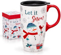 Topadorn Christmas Ceramic Travel Mug, 17oz , Snowman, Let It Snow by Topadorn