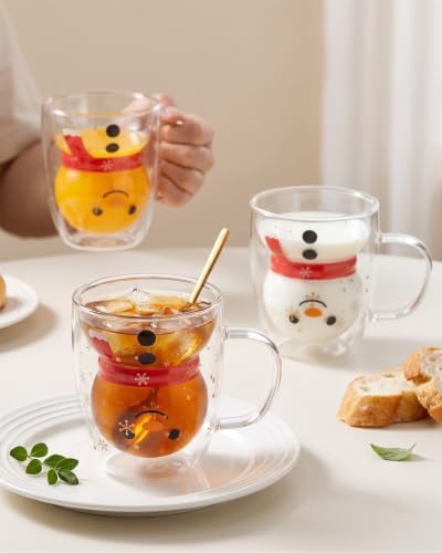 LIBWYS 4pcs Snowman Christmas Mugs, 13 oz Double Walled Coffee Mugs with Snowflake Lid, Heat Resistant mugs set for Hot Cocoa and Latte, Christmas Gift for Family, Friend - Image 6