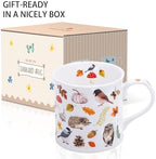 Autumn Animals Coffee Mug, 12 oz New Bone China Mug with Bird, Hedgehog, Owl & Pumpkin Design, Halloween & Fall Seasonal Ceramic Tea Mug, Nature Lover Gift, Designed in England by Harvest Green Studio - Image 4