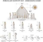Ceramic 13Pcs Nativity Scene Set with Gold Trim - Image 2