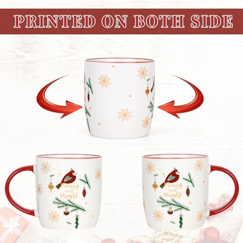 YHRJWN Christmas Coffee Mug Set of 4, Ceramic Tree Mug for Kids Women, Gift Set, Merry Xmas Gifts Ornaments, 11 Oz - Image 6