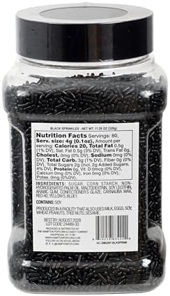 Black Sprinkles Jimmies 11.28 oz, Black Sprinkles For Cake Decorating, Cake Sprinkles, Sprinkles For Baking, Ice Cream & More, The Hampton Candy Company - Image 2