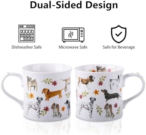 Cute Dog Coffee Mug, 12 oz Premium New Bone China Tankard Coffee Tea Mug, Holiday and Birthday Gift for Women, Dog Lovers, Dog Moms and Best Friends, Designed in England by Harvest Green Studio - Image 5