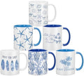 Didaey 6 Pcs Coastal Coffee Mugs, Blue Starfish Ceramic 12 oz Summer by Didaey