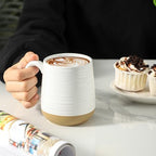 HASENSE Porcelain Coffee Mugs Set of 6, 15 Ounce Large Ceramic Coffee Cups Set with Handle for Latte, Tea, Cocoa and Hot Chocolate, White Coffee Mugs for Men and Women, Microwave Safe - Image 3