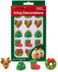Oasis Supply Christmas Edible Cake Decorations, 15 Count – Holiday Candy Cupcake Toppers with Trees, Boots, Reindeer & Wreaths for Cakes, Cupcakes, Cookies & Desserts by OasisSupply