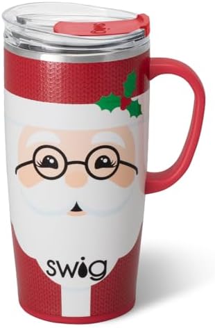 Swig Life 22oz Insulated Travel Mug with Handle & Lid, Mr Claus by SwigLife