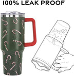 Christmas Tumbler with Handle and Straw Lid 40 oz,Cute Gifts for Women Merry Xmas Candy Cane Winter Holiday Festival Vacuum Insulated Leak Proof Stainless Steel Coffee Cup Mug - Image 4