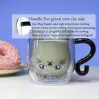 Black Cat Mug Cute Mug with Handle Double Walled Coffee Mugs Kawaii Cat Presents for Women Glass Mugs Tea Cup Cute Birthday Gifts for Cat Lovers Ideas Halloween Christmas - Image 2
