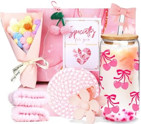 9Pcs Birthday Gifts Box for Teen Girl Cute Cherry Bow Aesthetic Gift Set by MasonLife
