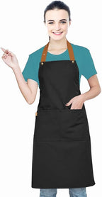 Kitchen Bib Apron with Pockets, Women Men Adjustable Neck Strap Water Resistant by Younber