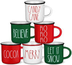 6 Pcs Christmas Mini Coffee Mugs Red White Hot Cocoa Coffee Cups by Suttmin