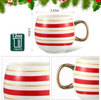 Jinei 6 Pcs Christmas Mug Set Christmas Ball Coffee Mug, Gold,Red, Retro - Image 3