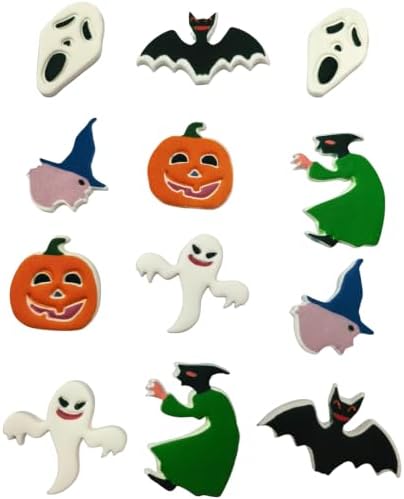 Halloween Cakes Decorations 15pcs Edible Ghost Bat Face Shaped Hard Sugar Icing Decorations Cupcake Toppers for Baking Cookie Ice Cream Candy Decoration - Image 4