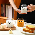 Didaey 4 Pcs Halloween Ghost Glass Mugs with Handle 12 oz Cute Milk Cup - Image 5