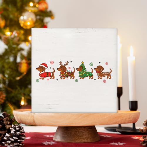 Dachshund Christmas Decor, Cute Wiener Dog Wooden Sign for Christmas - Image 3