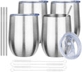 MEZMUT 12oz Insulated Wine Tumbler Glass Bulk with Lid(Silver,4 Pack) by MEZMUT