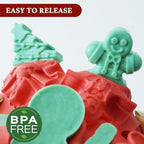 HKNMTT Christmas Silicone Chocolate Molds, 4 PCS Candy Baking Moulds, 3D Snowflake Cane Snowman Xmas Tree Gingerbread Man Santa Claus Gift Box Shape Mold for DIY Handmade Soap Candles Jello - Image 3