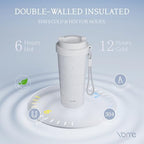 YOME 17oz Serene Cat Grey Ceramic Lined Insulated Coffee Mug with Infuser for Women Gift | One-handed Pop Open Lid | Stainless Steel |Keep Drinks Cold and Hot| 100% Leak Proof - Image 6