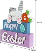 Easter Decorations, MEETYAMOR 3-Layered Easter Bunny with Carrots Farmhouse Wood Block Easter Decor, Happy Easter Sign Easter Egg Design Easter Decorations Indoor for Home, Living Room, Tables, Mantel - Image 2