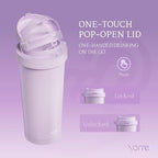 YOME 17oz Light Purple Ceramic Lined Insulated Coffee Mug with Infuser for Women Gift | One-handed Pop Open Lid | Stainless Steel |Keep Drinks Cold and Hot| 100% Leak Proof - Image 5