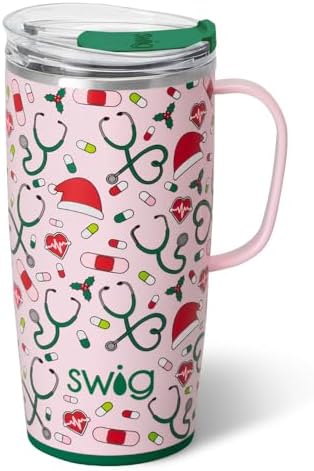 Swig Life 22oz Insulated Travel Mug with Handle & Lid, Santa's Scrubs by SwigLife