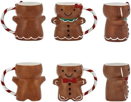Bico 3D Gingerbread Man Mugs Set of 2, 9 oz Hand Painted Stoneware - Image 3