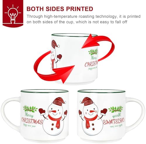QIKSION Christmas Coffee Mugs Set of 6, 14oz Hot Chocolate Mugs, Cocoa Ceramic Mug, Perfect for Holiday Gifts - Image 4