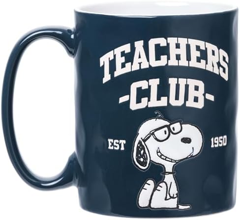 Silver Buffalo Peanuts Snoopy Teacher, Wax Resist Ceramic Pottery Mug, 17oz - Image 2