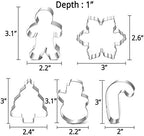 Christmas Cookie Cutter Set - 5 Piece Holiday Cookies Molds - Snowman, Christmas Tree, Gingerbread Man, Candy Cane, Snowflake - Image 2