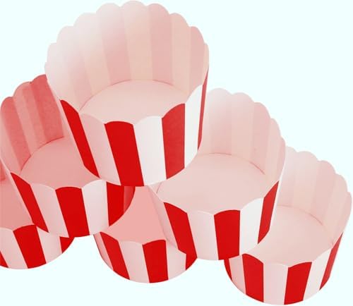 50 Pack Muffin Liners Baking Paper Cups Red and White - Image 4